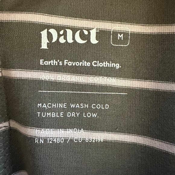 Pact Organic Cotton All Ease Lounge Jumpsuit Stripe Womens Size M Minimalist - Picture 5 of 7